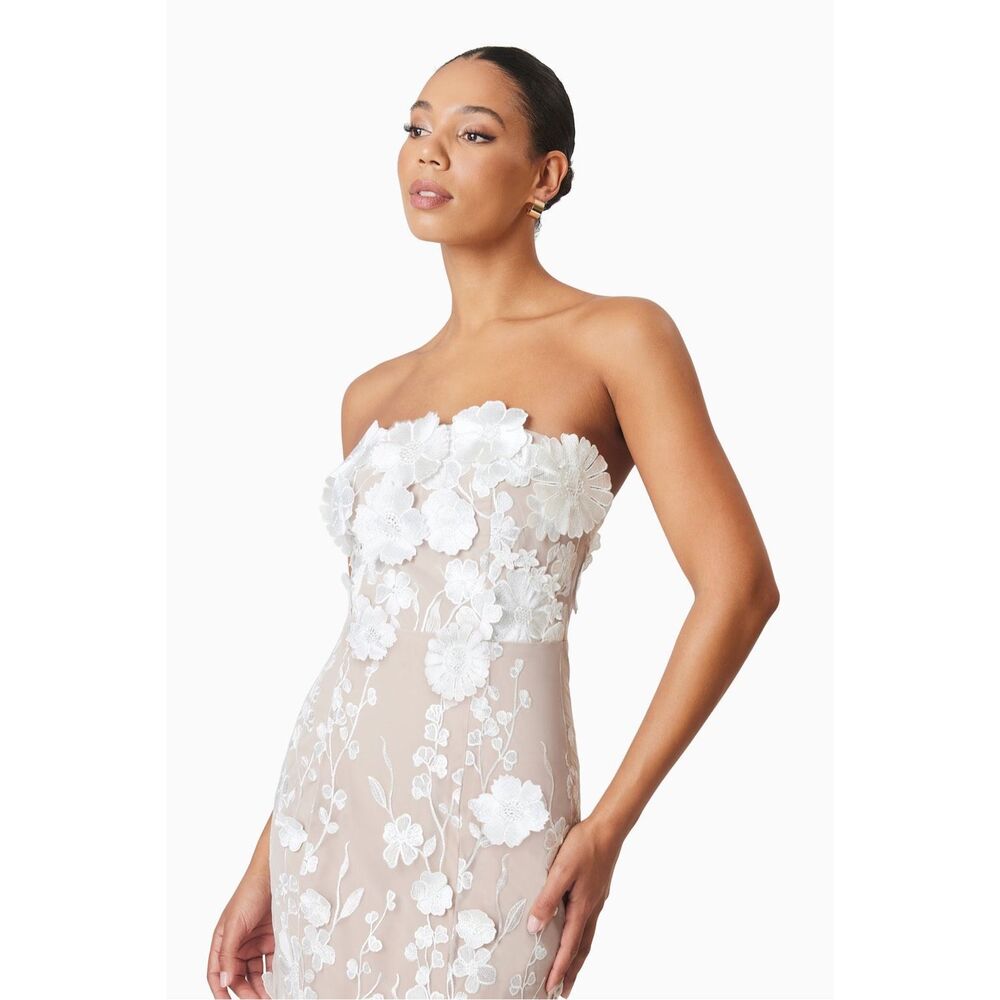 Elliatt White Floral Strapless Wedding Dress - Picture 4 of 8